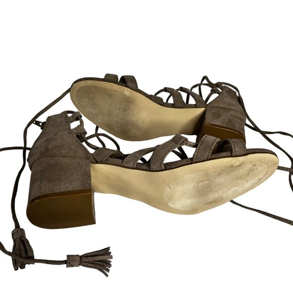 Madden Girl Loverrr Shoes Womens 8 M Tan Criss Cross Up Leg Heel Suede - Picture 11 of 12